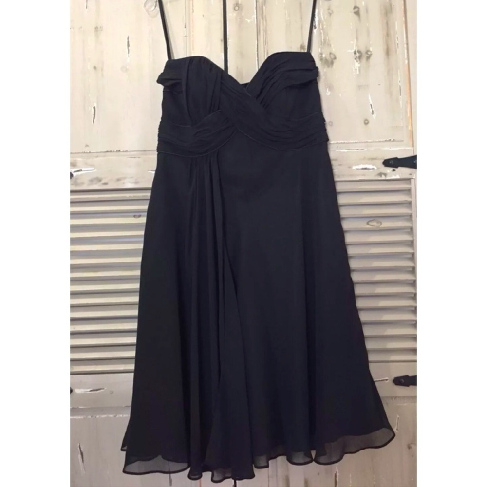 WHBM Strapless Black Chiffon Cocktail Dress